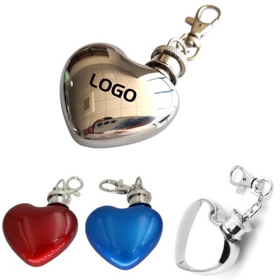 Heart Hip Flask With Keychain