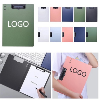 A4 Letter Size Punchless Binder Clip File Folder Foldable Clipboard w/Clamp & Cover