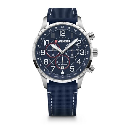 Victorinox Swiss Army Corporate Gifts Attitude Large Blue Dial Chronograph Silicone Strap Watch