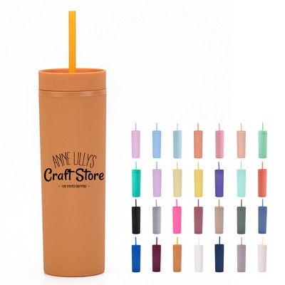 16oz Double Wall Plastic Straight Straw Tumbler