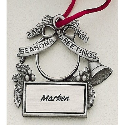 Marken Design Horn Cast Ornament w/ Silk Screened Plate