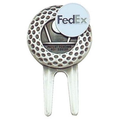 Golf Ball Design Divot Tool w/ Ball Marker