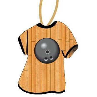 Gray Bowling Ball Promotional T-Shirt Ornament w/ Black Back (4 Square Inch)