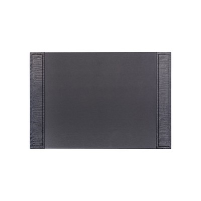 Crocodile Embossed Black Leather Side Rail Desk Pad (25.5"x17.25")