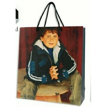 Gloss Laminated Paper European Tote Bag w/ Rope Handle (12 1/2"x8 1/2"x13")