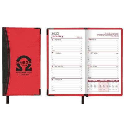 Weekly Ascot 2 Tone Vinyl Soft Cover Planner /1 Color w/ Map