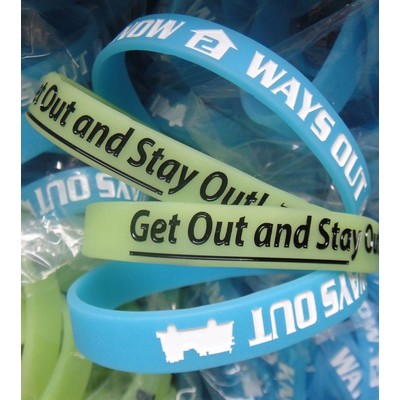 1/2" Glow-In-The-Dark Silicone Wristband