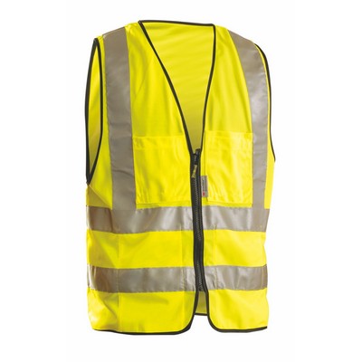 Class 2 Solid Dual Stripe Surveyor Vest w/Zipper (6 Pockets)