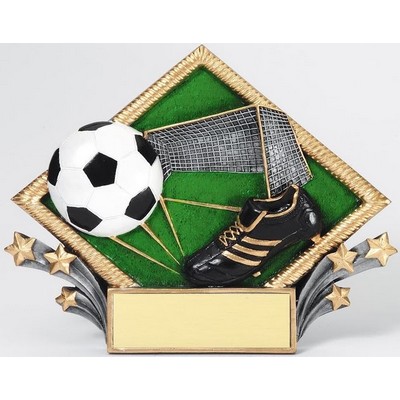 Resin Diamond Plate Stand or Hang Sculpture Award (Soccer)