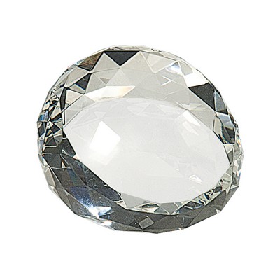 3.5" Round Crystal Facet Slant Paperweight