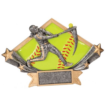 Diamond Star Resin Female Softball Award - 5 3/4"x8 1/2"