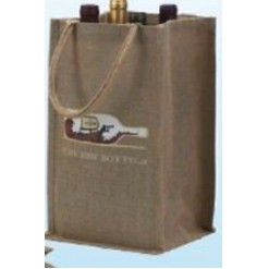 Canvas Wine Bag w/ Screen Print Imprint (4 1/4"x2 1/2"x10")