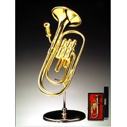 Gold Brass Tuba Miniature with Stand & Case 3.5"H