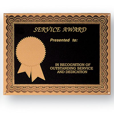 Service Award Screened Plate w/Rosette Detail (6" x 8")