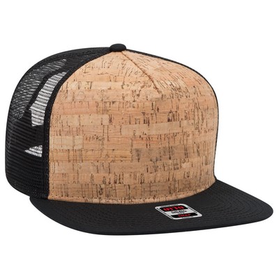 OTTO Cork Square Flat Visor "OTTO SNAP" 5 Panel Pro Style Mesh Back Trucker Snapback Hat