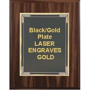 Walnut Plaque 9" x 12" - Black/Gold - 7" x 10" Marble Mist Plate