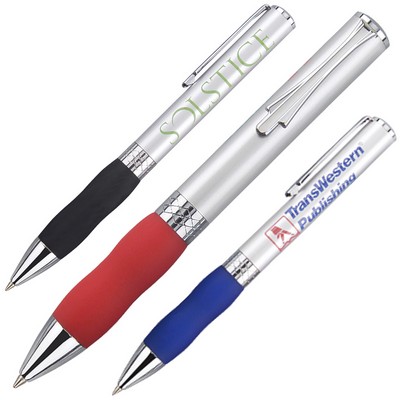 Twist-Action Ballpoint Pen w/ Wide Body & Satin Chrome Finish