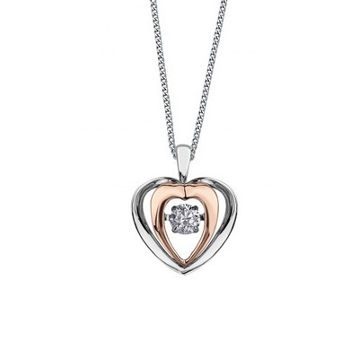 Double Heart Diamond Solitaire Pendant in 10K White & Rose Gold (0.15 CT. T.W.)