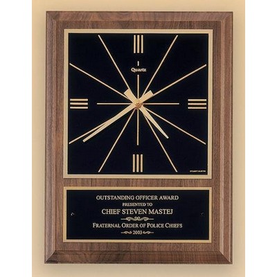 American Walnut Vertical Wall Clock with Square Face 8 x 10"