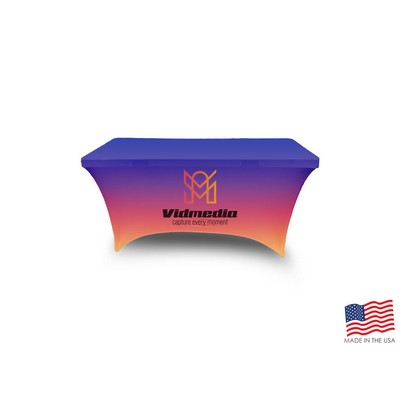 4' Premium PolyKnit™ Fitted Stretch Style Table Cover w/Full Dye Sub Logo (48"x30"x29")