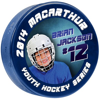 4 oz. Light Blue Junior Hockey Pucks - 4 Color Process