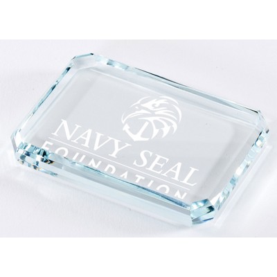 Priority at Hand Crystal Paperweight Award - 2 1/4'' x 3 1/4''