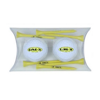 2 Ball Pillow Pack w/2 White Golf Balls & Six 2 3/4" Golf Tees