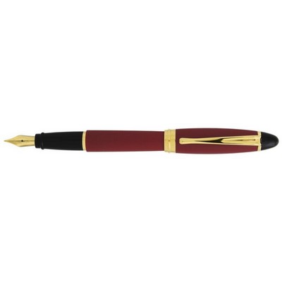 Luxury Line Aurora Ipsilon Satin Burgundy Fountain Pen Rose Gold Trim