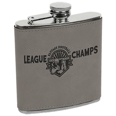 Gray Leatherette Stainless Steel Flask