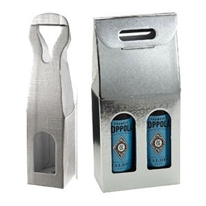 Argento Silver Linen 2 Wine Bottle Carrier Box