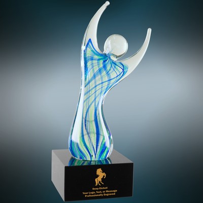 9" Raised Arms Art Glass Award