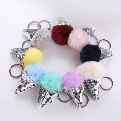 Icecream Shaped Reversible Sequins Keychain