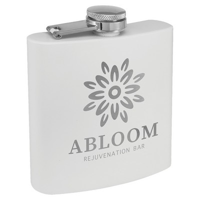 6 Oz. Matte White Powder Coated Flask