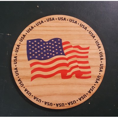 3.5" - Waving American Flag Hardwood Coasters