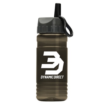 20 Oz. Transparent Sports Bottle w/Ring Straw Lid