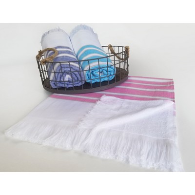 Neon Pink/White Traditional Turkish Peshtemals Towels (36"x70")