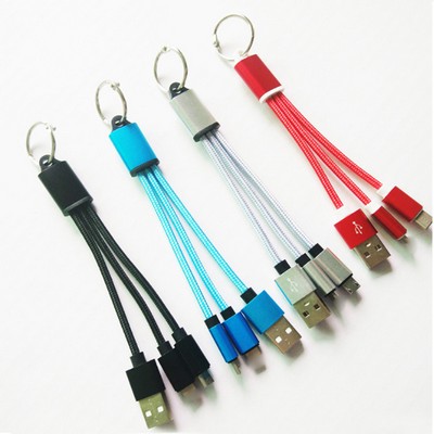 Portable 2-in-1 Keychain Charger Cable