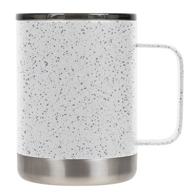 12oz White/Slate Speckled Camp Mug w/ Slide Lid