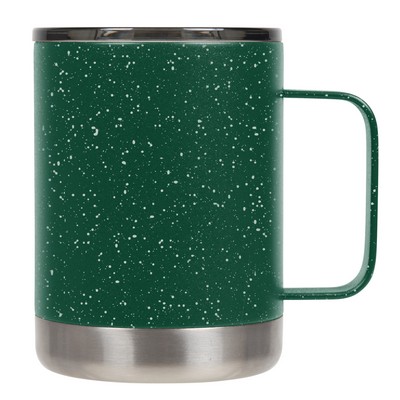 12oz Forest Green/White Speckled Camp Mug w/ Slide Lid