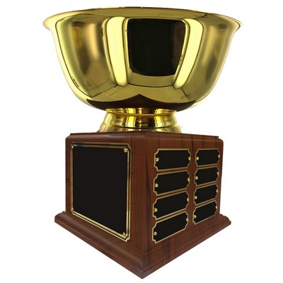 12" Gold Bowl Perpetual Trophy w/24 Name Plates