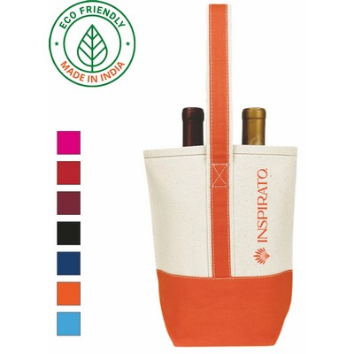 Premium Wine Bag Eco Friendly Canvas Two Bottle Tote Orange