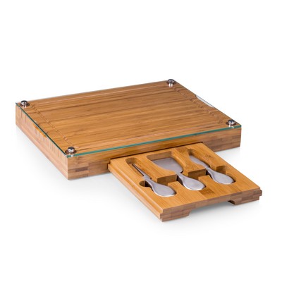 Concerto Glass Top Cheese Cutting Board & Tools Set