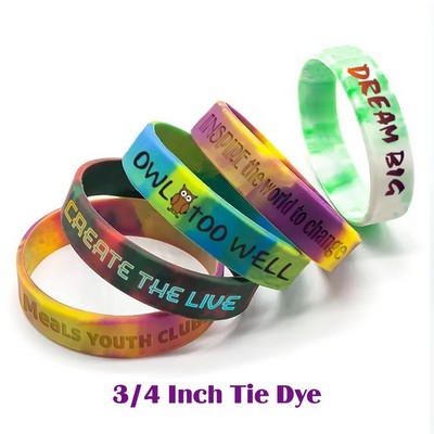 Tie Dye Silicone Wristband - 3/4" band