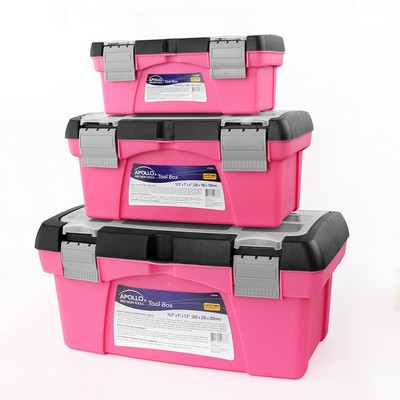 Pink Apollo Tools 3 Piece Tool Box