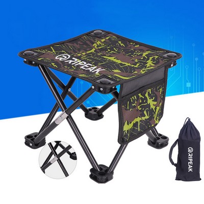 Portable Oxford Folding Stool Camping Outdoor Chairs W/Side Pocket & Carrying Bag(Yellow Camouflage)