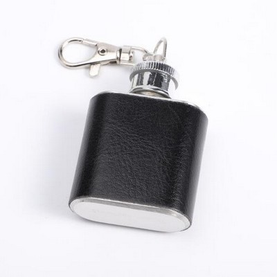 Leather 1 oz. Hip Flask Keychain