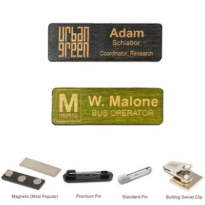 1" x 3" Engraved Wood Name Badge