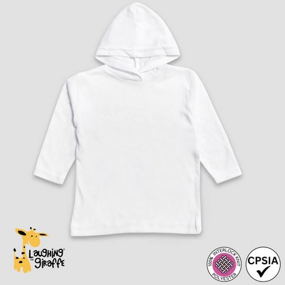 Toddler Long Sleeve Hooded T-Shirts - White - 100% Polyester - Laughing Giraffe®