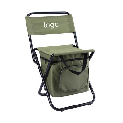 Fishing Chair with Cooler Bag, Outdoor Folding Chair Compact Fishing Stool Portable Folding Camping