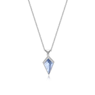 ELLE "Iceberg" Mother of Pearl and Topaz with Cubic Zirconia Necklace - Silver